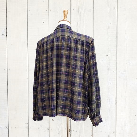 Vintage 80s Emily Check Blouse Size 20W 40 2XL - Picture 6 of 8